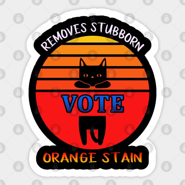 Retro Cat Vote Removes Stubborn Orange Stain Sticker by coloringiship